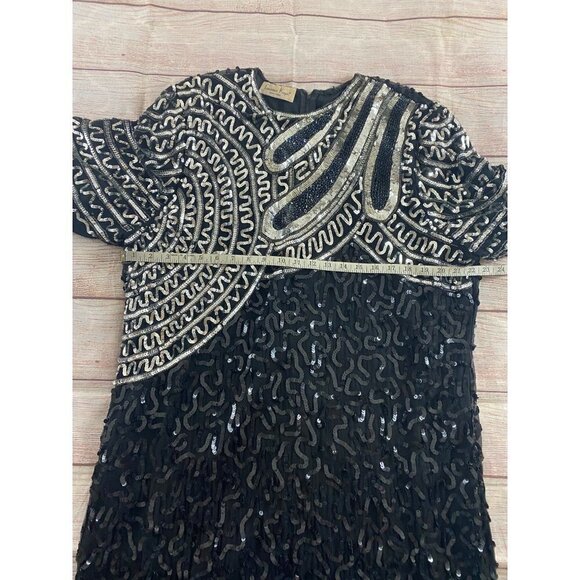 Vintage Laurence Kazer Women's Full Sequin 80's Dress - XL - Picture 5 of 11